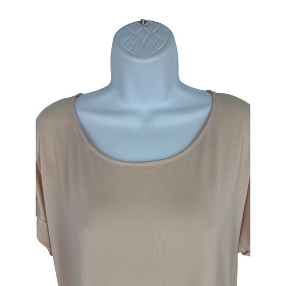 Calvin Klein Womens Short Sleeve Blouse With Layered Hem & Metal Logo Size M - Picture 2 of 10